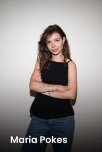 A professional portrait of handpoke artist Maria Pokes at Names Tattoo Studio in Lisbon