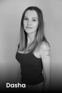 A portrait of tattoo artist Dasha Sumtattoos at Names Tattoo Studio in Lisbon